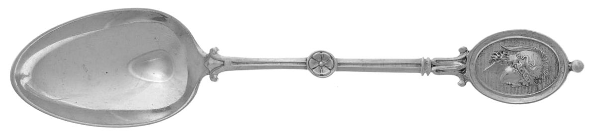 Medallion (Sterling, 1862) Coin Silver Teaspoon by John R Wendt-1