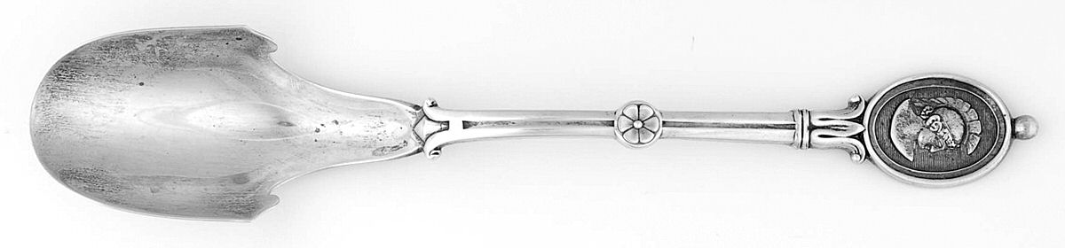 Medallion (Sterling, 1862) Solid Large Cheese Scoop by John R Wendt-1