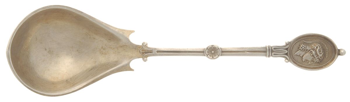 Medallion (Sterling, 1862) Preserve Spoon by John R Wendt-1