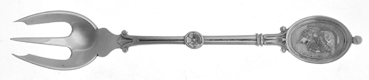 Medallion (Sterling, 1862) Pastry Fork by John R Wendt-1