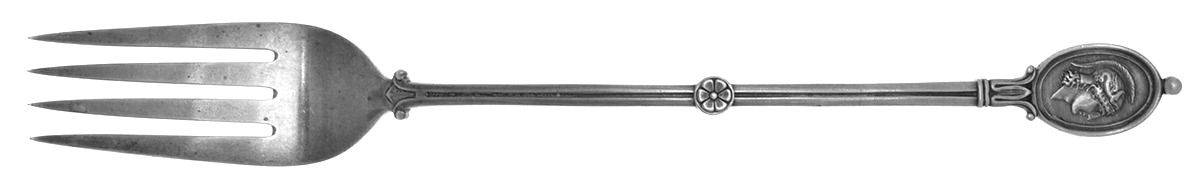 Medallion (Sterling, 1862) Oversize Solid Salad Servng Fork by John R Wendt-1