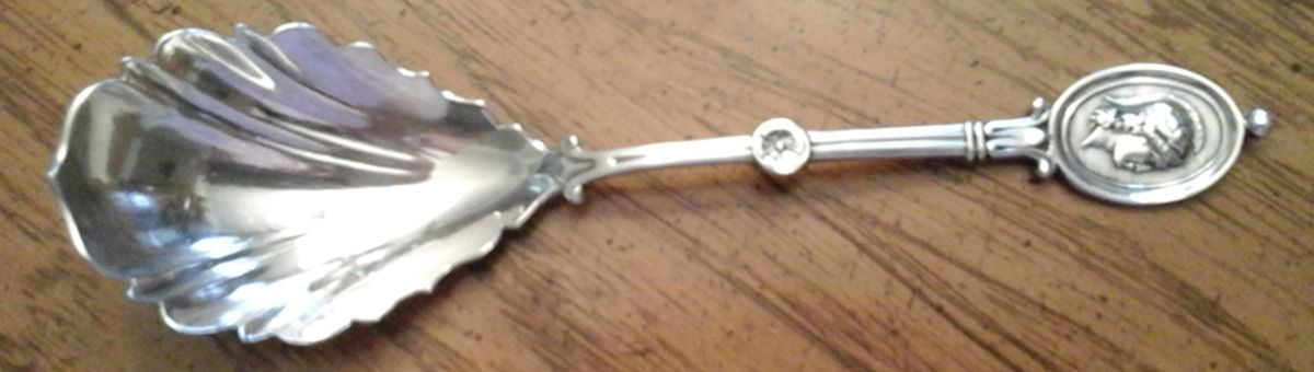 Medallion (Sterling, 1862) Sugar Shell Spoon by John R Wendt-1