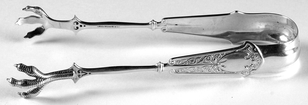 Arabesque (Sterling, 1870, No Monograms) Large Ice Serving Tongs by John R Wendt-1