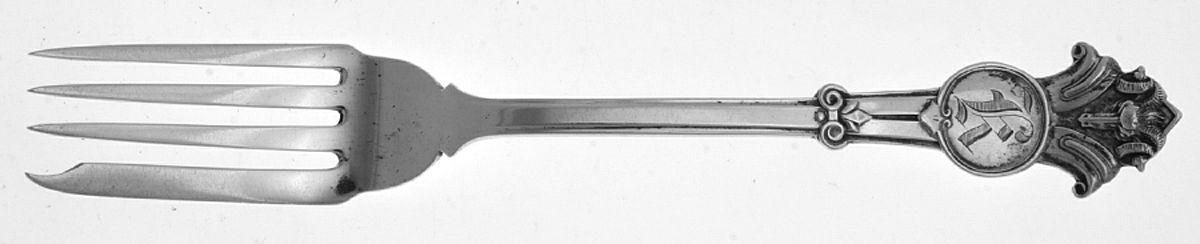 Ram's Head (Sterling, 1865) Monogram Individual Salad Fork by John R Wendt-1