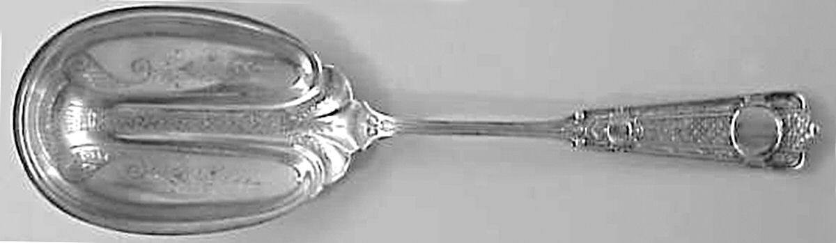 Ribbon (Sterling, 1870, No Monograms) Large Solid Berry/Casserole Spoon by John R Wendt-1