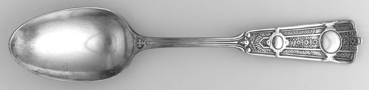 Ribbon (Sterling, 1870, No Monograms) Dessert/Oval Soup Spoon by John R Wendt-1