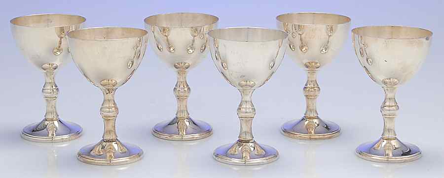 Silverplate Hollowware (Set of 6) Wine Goblet by W & S Blackington Co-1