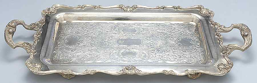 Victoria (Silverplate, Hollowware) 17" Handled Rectangular Tray by W & S Blackington Co-1