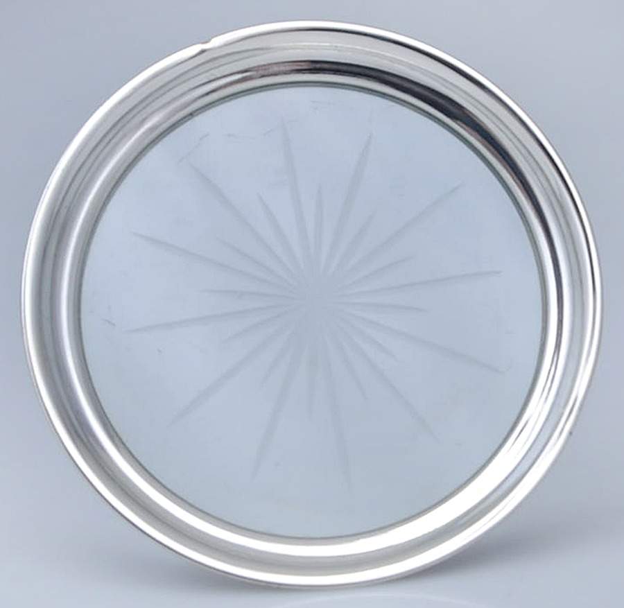 Sterling Hollowware Crystal Lemon Dish with Sterling Rim by Webster Co-1