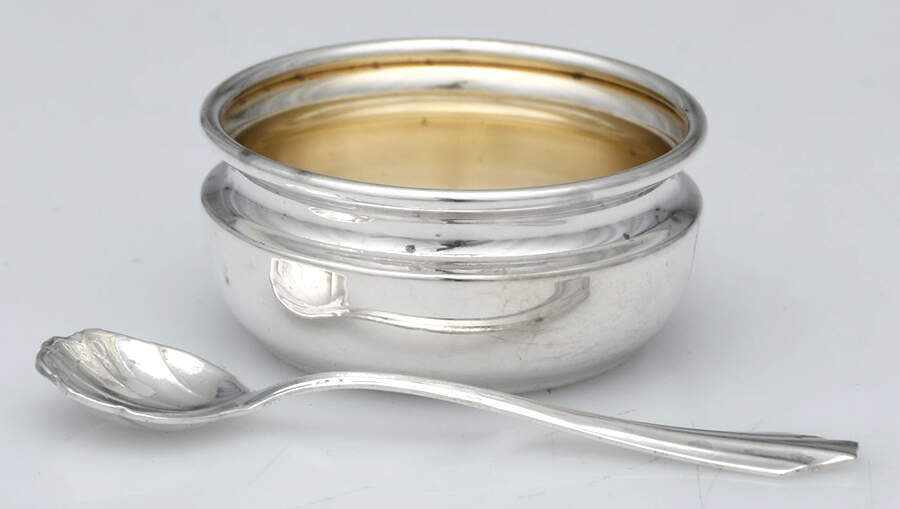 Sterling Hollowware Sterling Open Salt and Spoon Individual by Webster Co-1