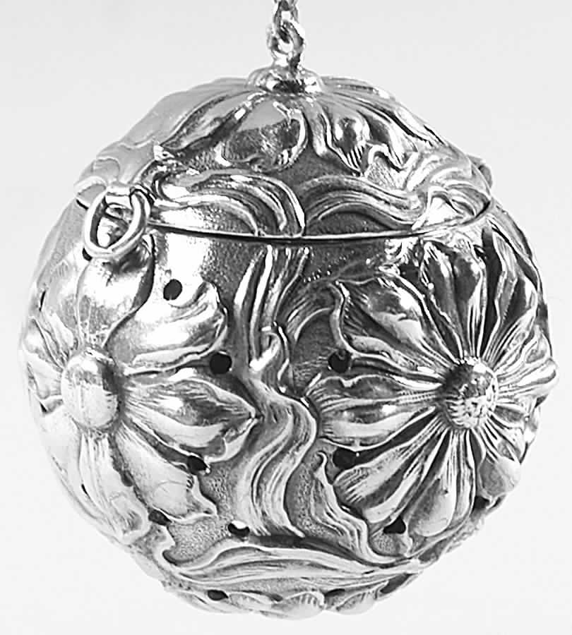Sterling Hollowware Tea Ball with Chain by Webster Co-1
