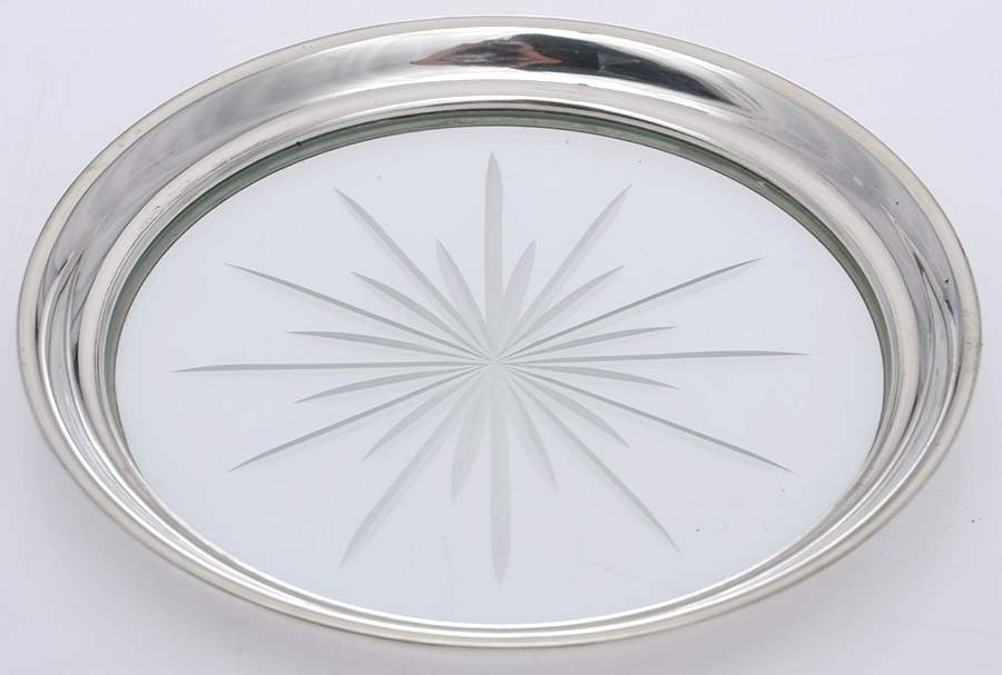 Sterling Hollowware Crystal Wine Coaster with Sterling Lip by Webster Co-1