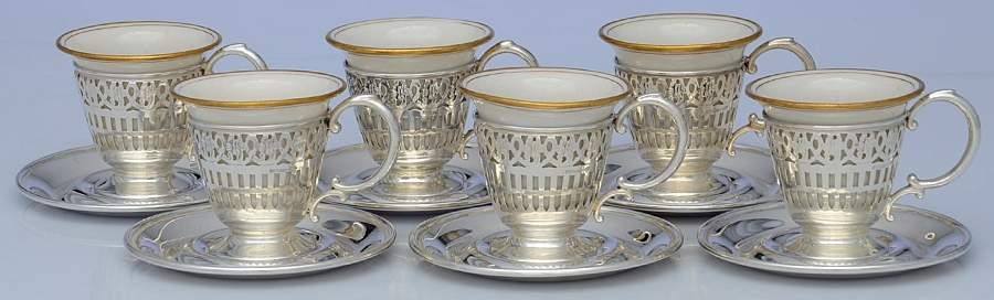 Sterling Hollowware Demi Cup and Saucer with Lenox Liner - Set of 6 by Webster Co-1