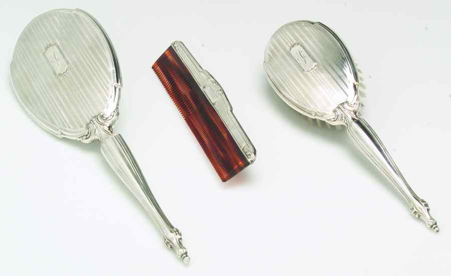 Sterling Hollowware 3-Piece Vanity Set (Brush, Comb and Mirror) by Webster Co-1