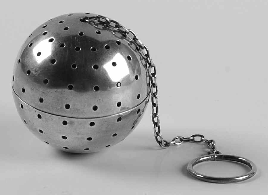 Sterling Hollowware Tea Ball with Chain by Webster Co-1