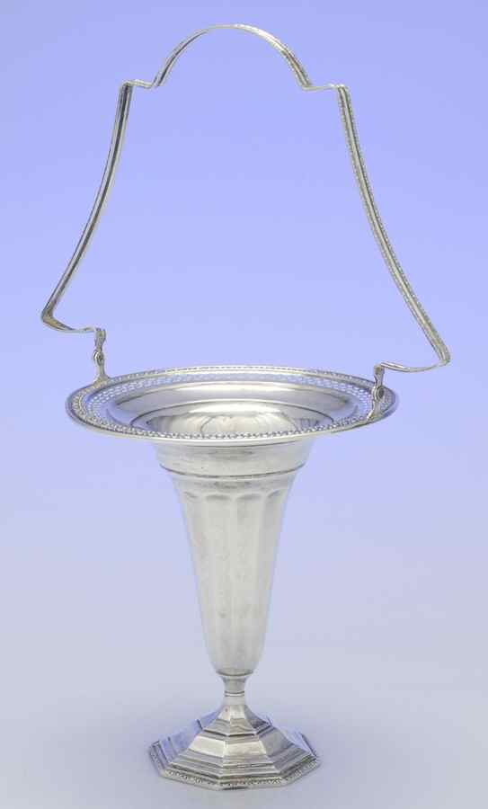 Sterling Hollowware Weighted Basket Vase with Handle by Webster Co-1