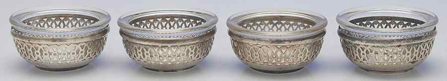 Sterling Hollowware Individual Open Salts & Crystal Liner - Set of 4 by Webster Co-1