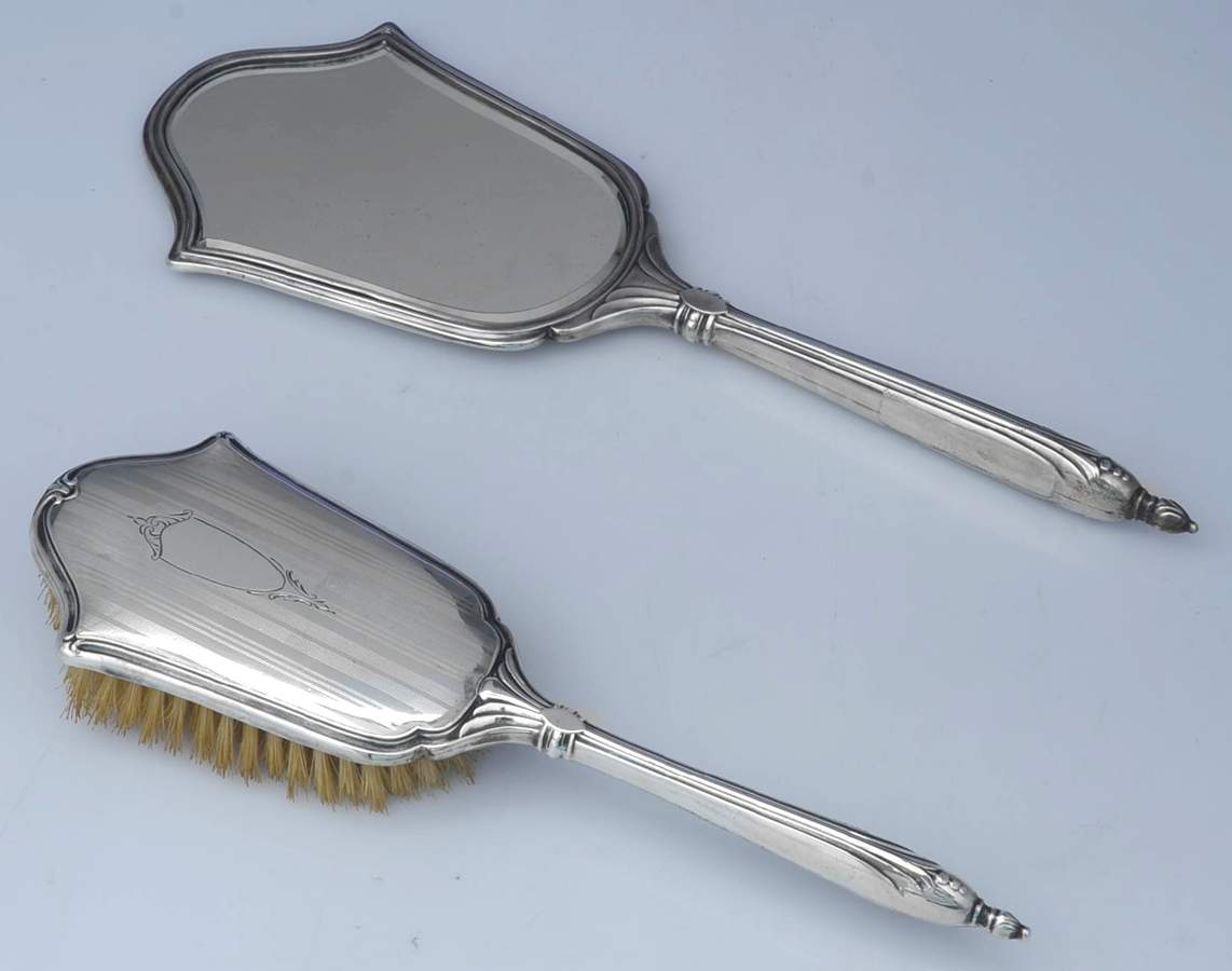 Sterling Hollowware 2 Pc Vanity Set (Hair Brush and Mirror) by Webster Co-1