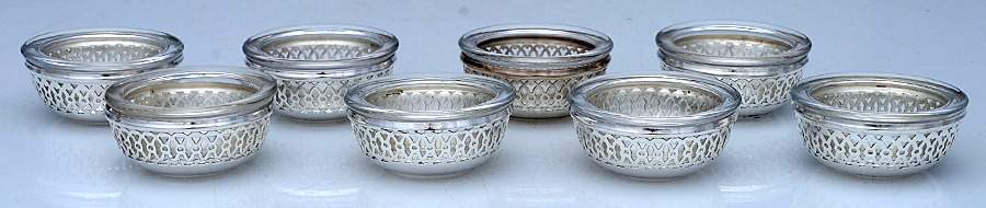 Sterling Hollowware Individual Open Salts & Crystal Liner - Set of 8 by Webster Co-1