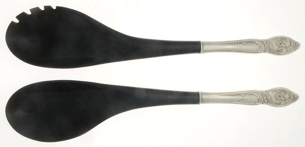 Enchanting Orchid (Sterling, 1950) Plastic Bowl 2-Piece Salad Set by Westmorland Silver-1