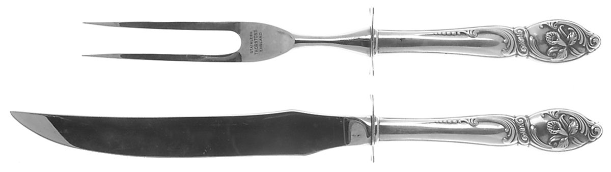 Enchanting Orchid (Sterling, 1950) Small Steak 2-Piece Carving Set w/Stainless Blade by Westmorland Silver-1