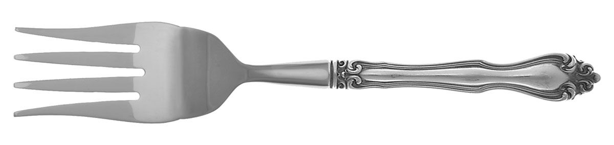 George & Martha Washington (Sterling, 1940) Cold Meat Fork Large, Stainless Tines HC by Westmorland Silver-1