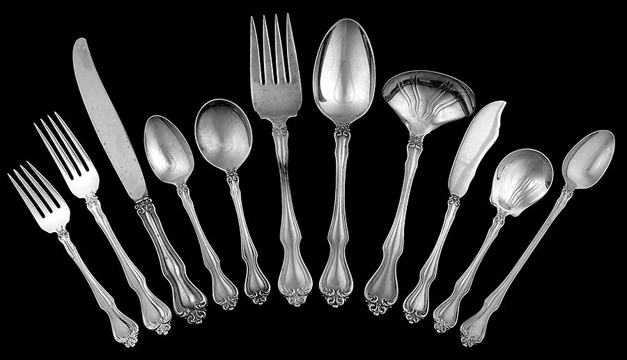 George & Martha Washington (Sterling, 1940) 89 Piece Set by Westmorland Silver-1