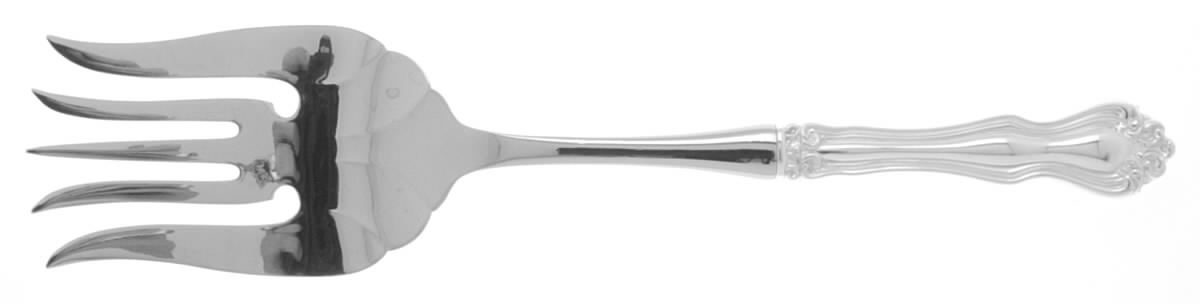 George & Martha Washington (Sterling, 1940) Large Stainless-Tine Cold Meat Serving Fork by Westmorland Silver-1