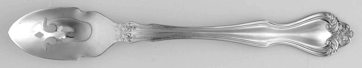 George & Martha Washington (Sterling, 1940) Short Handled Olive Spoon with Pierced Bowl by Westmorland Silver-1