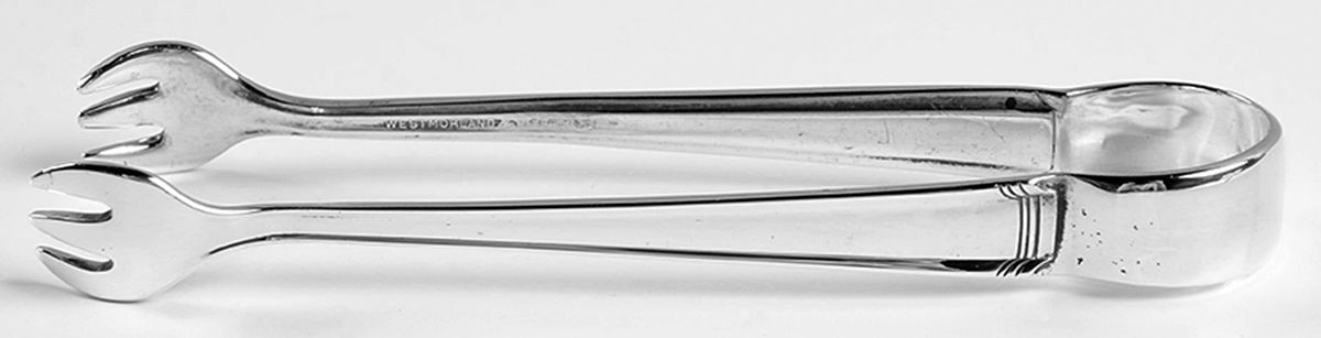 John & Priscilla (Sterling, 1940, No Monos) Small Sugar Tongs by Westmorland Silver-1