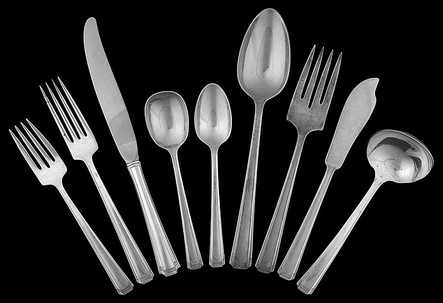 John & Priscilla (Sterling, 1940, No Monos) 37 Piece Estate Set by Westmorland Silver-1