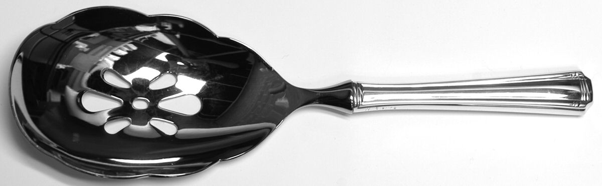 John & Priscilla (Sterling, 1940, No Monos) Pierced Serving Spoon with Stainless Bowl by Westmorland Silver-1