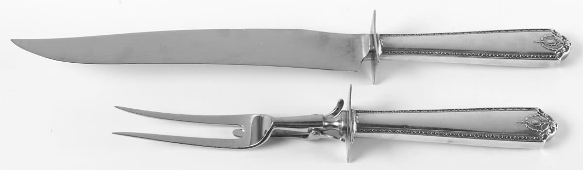 Lady Hilton (Sterling, 1940, No Monograms) Large 2-Piece Roast Carving Set w/Stainless Blade by Westmorland Silver-1