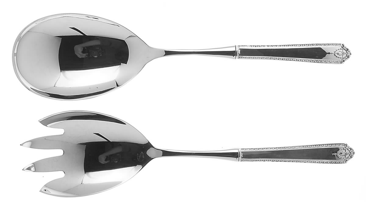 Lady Hilton (Sterling, 1940, No Monograms) 2 Pc Salad Set with Stainless Bowl by Westmorland Silver-1