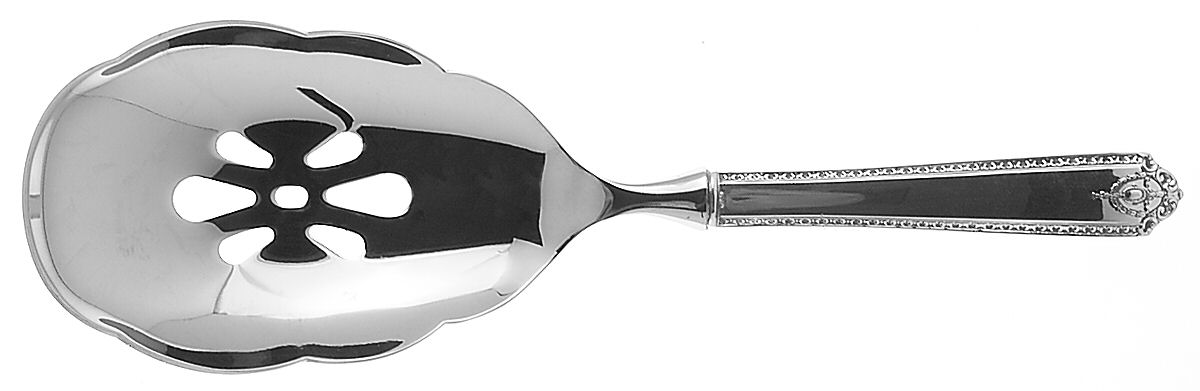 Lady Hilton (Sterling, 1940, No Monograms) Pierced Serving Spoon with Stainless Bowl by Westmorland Silver-1
