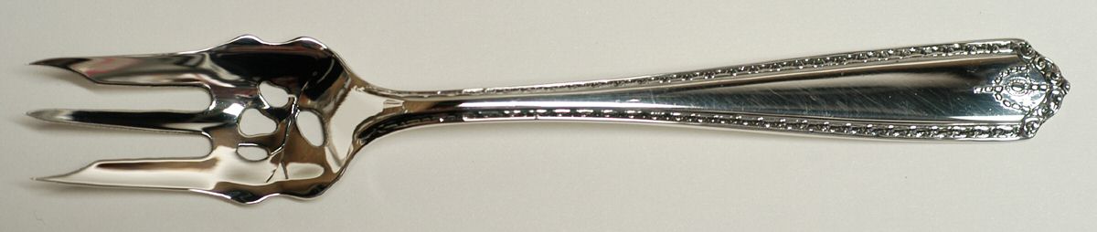 Lady Hilton (Sterling, 1940, No Monograms) Pickle Fork Pierced with Short Handle HC by Westmorland Silver-1