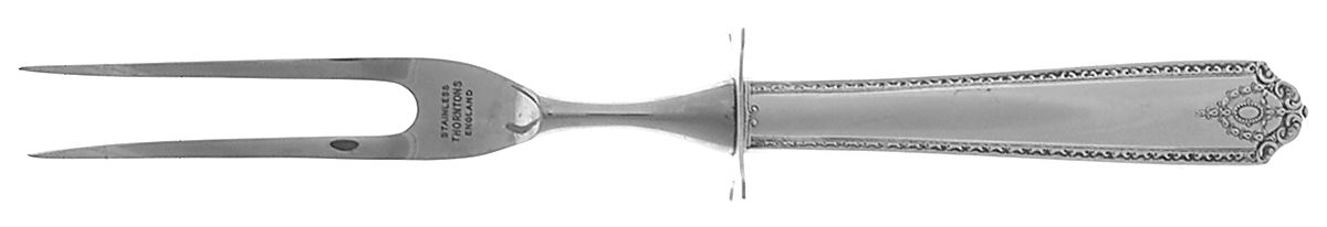 Lady Hilton (Sterling, 1940, No Monograms) Small Steak Carving Fork with Stainless Prongs by Westmorland Silver-1