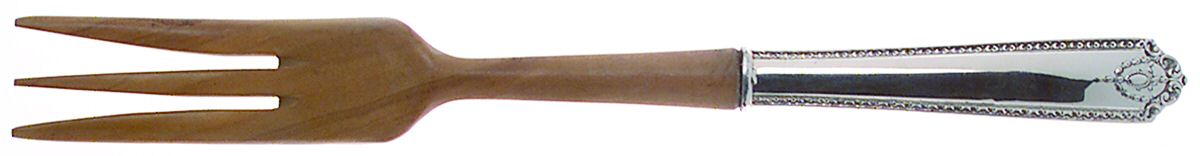 Lady Hilton (Sterling, 1940, No Monograms) Salad Serving Fork with Wooden Prongs by Westmorland Silver-1