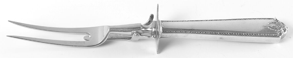 Lady Hilton (Sterling, 1940, No Monograms) Large Stainless-Prong Roast Carving Fork by Westmorland Silver-1