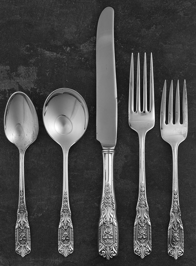 Milburn Rose (Sterling, 1940) 5 Piece Place Size Setting by Westmorland Silver-1