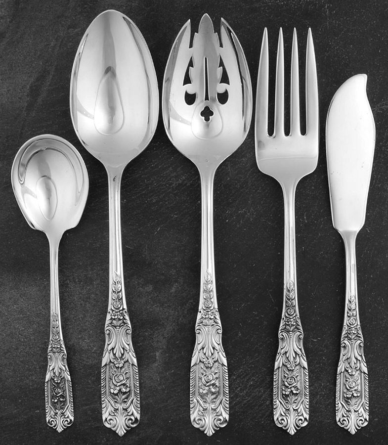 Milburn Rose (Sterling, 1940) 5 Piece Hostess Set by Westmorland Silver-1