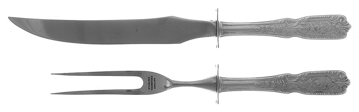 Milburn Rose (Sterling, 1940) Small Steak 2-Piece Carving Set w/Stainless Blade by Westmorland Silver-1