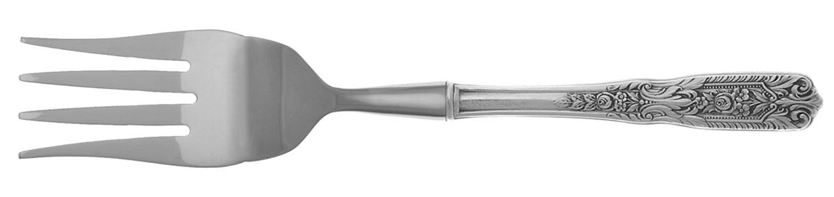 Milburn Rose (Sterling, 1940) Cold Meat Fork Large, Stainless Tines HC by Westmorland Silver-1