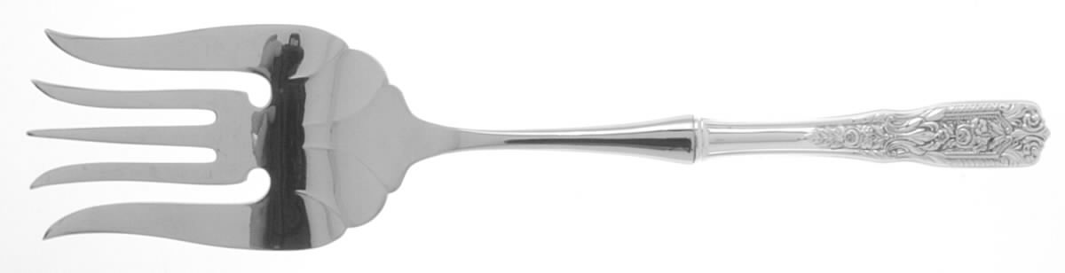 Milburn Rose (Sterling, 1940) Large Stainless-Tine Cold Meat Serving Fork by Westmorland Silver-1