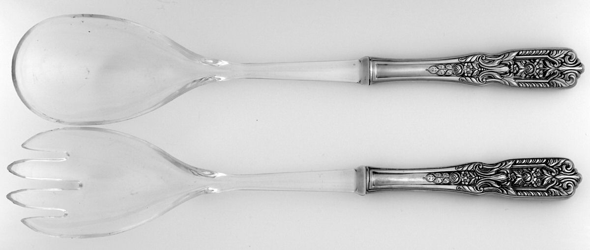 Milburn Rose (Sterling, 1940) Plastic Bowl 2-Piece Salad Set by Westmorland Silver-1