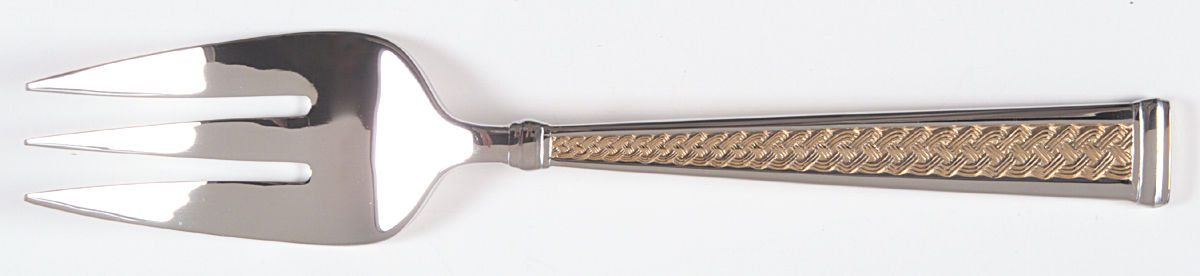 Kells Gold (Stainless, Gold Accent) Large Solid Cold Meat Serving Fork by Waterford-1