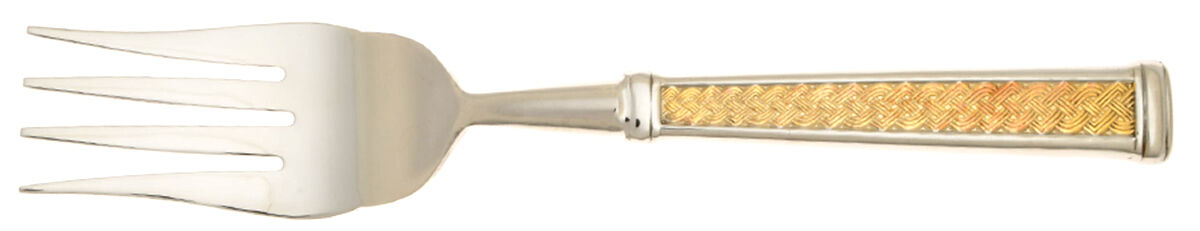 Kells Gold (Stainless, Gold Accent) Cold Meat Fork Large, Stainless Tines HC by Waterford-1