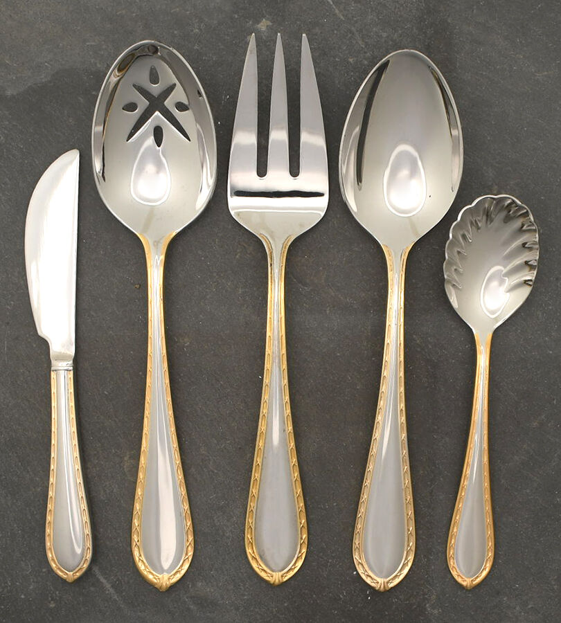 Powerscourt Gold (Stainless, Gold Accent) 5 Piece Hostess Set by Waterford-1