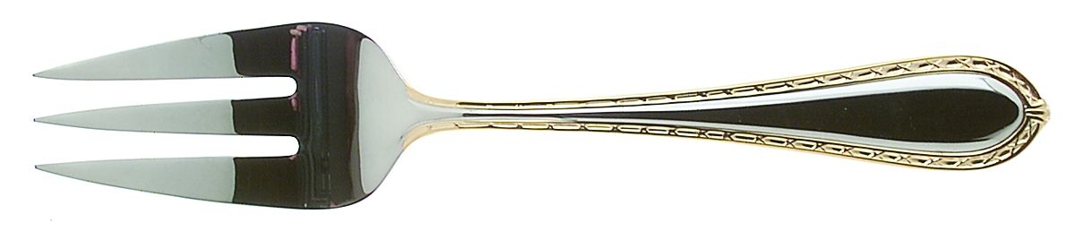 Powerscourt Gold (Stainless, Gold Accent) Large Solid Cold Meat Serving Fork by Waterford-1