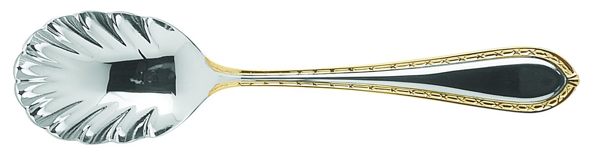 Powerscourt Gold (Stainless, Gold Accent) Sugar Shell Spoon by Waterford-1